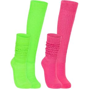 Komorebi Slouch Socks Womens Leg Warmers Cotton Knee High Socks Soft Knit Boot Socks Colorful Scrunch Socks Size 9-11
