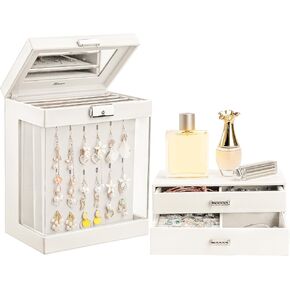 هومدي صندوقان للمجوهرات: صندوق عرض مجوهرات وحافظة مجوهرات من طبقتين للقلائد والاقراط والخواتم والاساور هدايا للنساء والفتيات in Kuwait