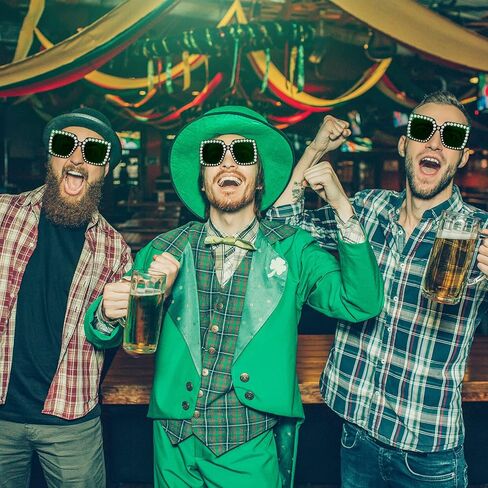 Ecally 6 Pcs St. Patrick's Day Green Square Rhinestone Sunglasses Oversized Crystal Sunglasses Glitter Diamond Bling Glasses Retro Thick Frame Sunglasses for Women Men Costume Party Gift in Saudi Arabia