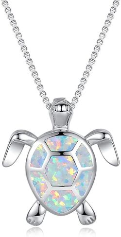 Vanel Turtle Necklace 925 Sterling Silver Opal Sea Turtle Necklace for Women Turtle Gifts for Women Girls Hawaiian Beach Opal Turtle Jewelry with Box in Saudi Arabia