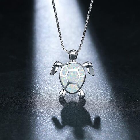 Vanel Turtle Necklace 925 Sterling Silver Opal Sea Turtle Necklace for Women Turtle Gifts for Women Girls Hawaiian Beach Opal Turtle Jewelry with Box in Saudi Arabia