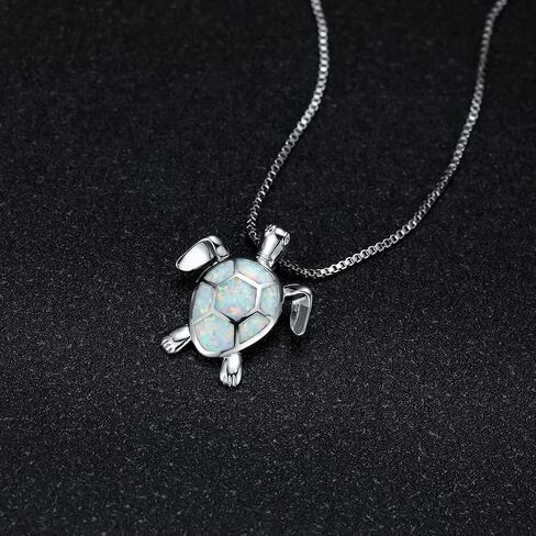 Vanel Turtle Necklace 925 Sterling Silver Opal Sea Turtle Necklace for Women Turtle Gifts for Women Girls Hawaiian Beach Opal Turtle Jewelry with Box in Saudi Arabia