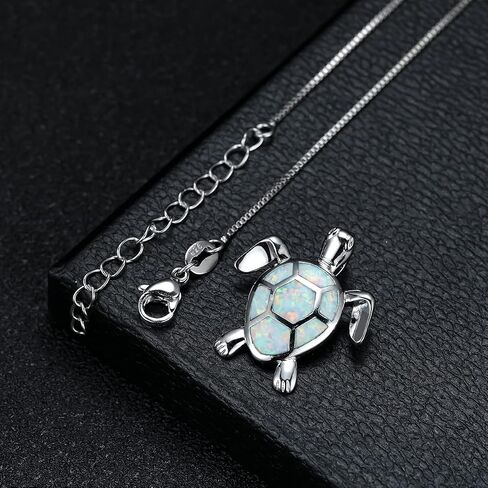 Vanel Turtle Necklace 925 Sterling Silver Opal Sea Turtle Necklace for Women Turtle Gifts for Women Girls Hawaiian Beach Opal Turtle Jewelry with Box in Saudi Arabia