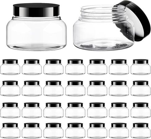 30 Pack Clear Body Scrub Jars 8oz Clear Plastic Jars with Lids Sugar Scrub Containers Empty Refillable Containers Round Low Profile Samples Jars for Makeup, Body Butter, Creams, Travel Storage in Kuwait