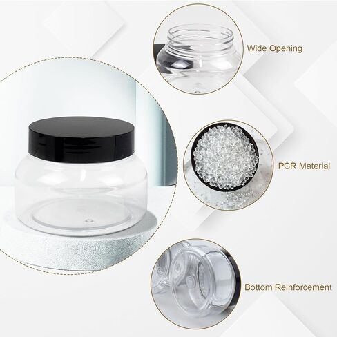 30 Pack Clear Body Scrub Jars 8oz Clear Plastic Jars with Lids Sugar Scrub Containers Empty Refillable Containers Round Low Profile Samples Jars for Makeup, Body Butter, Creams, Travel Storage in Kuwait