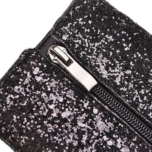 MAVMAX Sequin Low Heeled Ankle Boots Women Sparkly Glitter Block Heel Booties in Kuwait