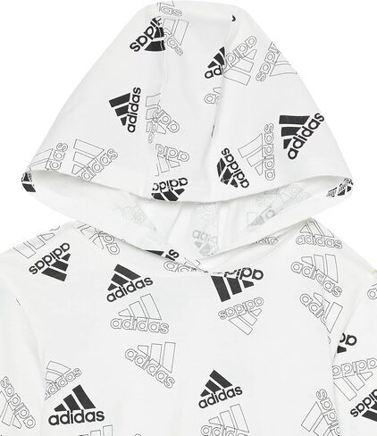 adidas Boys' Long Sleeve Cotton Allover Logo Hooded T-Shirt in Saudi Arabia