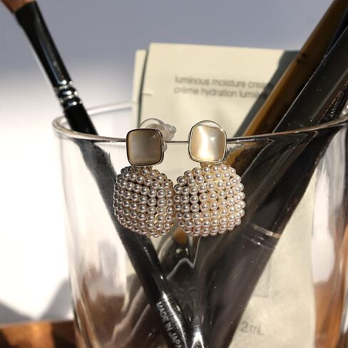 Sonateomber Gold Pearl Dangle Earrings for Women Girls Big Statement Chunky Geometric Drop Dangly earrings Wedding Prom Fashion Jewelry Gift in Saudi Arabia