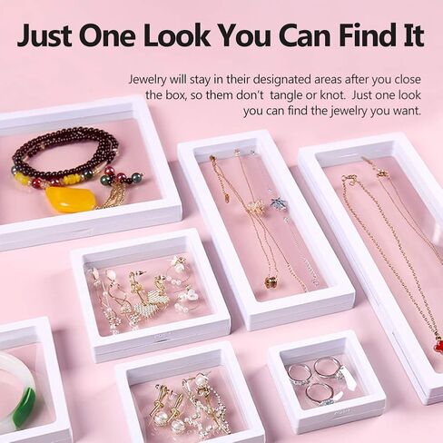 HUATK Clear Jewelry Organizer Small Travel Jewelry Boxes Stackable Jewelry Storage Case for Rings Earrings Necklace Bracelets Gift Box Girls Women in Kuwait