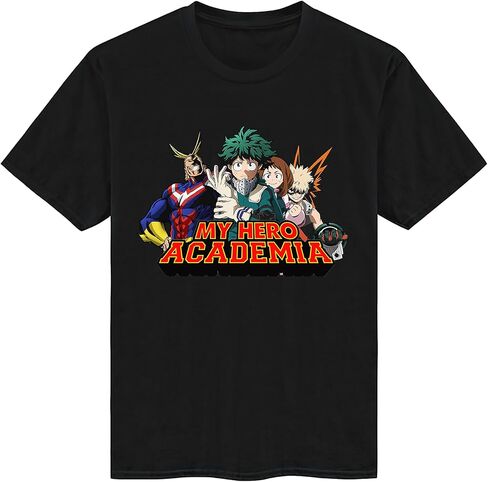 تي شيرت رجالي من My Hero Academia مطبوع عليه شخصية الرسوم المتحركة باللون الأسود in Kuwait