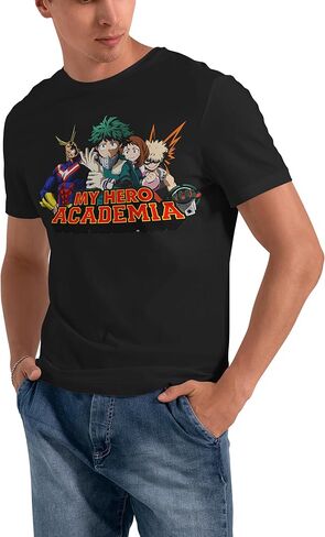 تي شيرت رجالي من My Hero Academia مطبوع عليه شخصية الرسوم المتحركة باللون الأسود in Kuwait