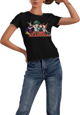تي شيرت رجالي من My Hero Academia مطبوع عليه شخصية الرسوم المتحركة باللون الأسود in Kuwait