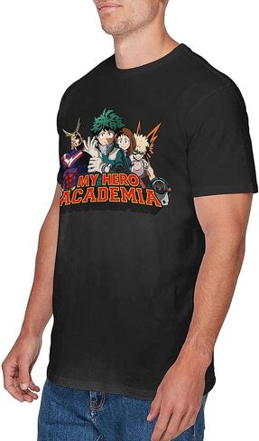 تي شيرت رجالي من My Hero Academia مطبوع عليه شخصية الرسوم المتحركة باللون الأسود in Kuwait