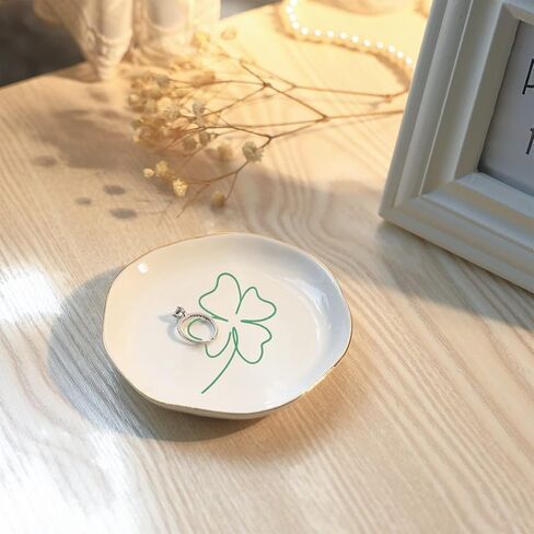 صينية مجوهرات VINCOMIC حلية طبق حلية، مطبوعات فنية بسيطة على شكل فيل، هدايا للنساء/الفتيات لها، ديكور منزلي من السيراميك باللون الأبيض in Kuwait