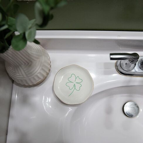 صينية مجوهرات VINCOMIC حلية طبق حلية، مطبوعات فنية بسيطة على شكل فيل، هدايا للنساء/الفتيات لها، ديكور منزلي من السيراميك باللون الأبيض in Kuwait