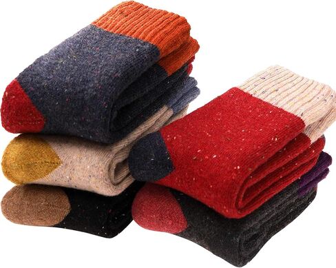 جوارب نسائية من الصوف تتسم بأنها سميكة حرارية ثقيلة زغبية مطبوع عليها للتمتع بشتاء دافئ - طقم للطقس البارد مكون من 5 أزواج in Kuwait