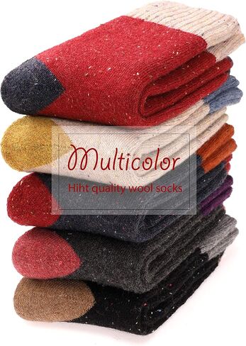 جوارب نسائية من الصوف تتسم بأنها سميكة حرارية ثقيلة زغبية مطبوع عليها للتمتع بشتاء دافئ - طقم للطقس البارد مكون من 5 أزواج in Kuwait