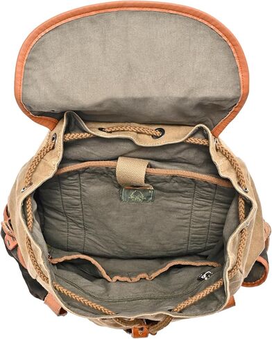 Tapa Canvas Backpack | Vintage Backpack | Large Canvas Backpack with Genuine Leather Accents | For Laptop - Retro Backpack (Brown) in Kuwait
