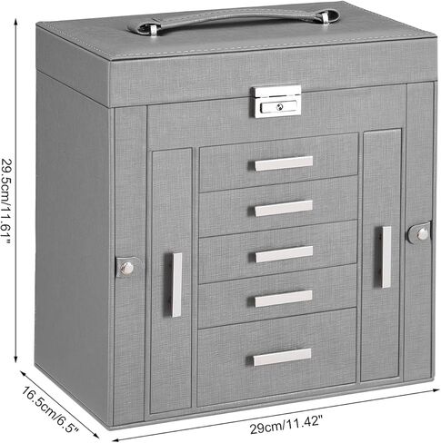 ANWBROAD Large Jewelry Box Women Jewelery Organizer Box Jewelry Holder Organizer Jewelry Storage Case for All Jewelry with Lock Mirror for Necklaces Earrings Rings Bracelets UJJB028W in Kuwait