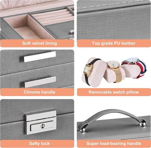 ANWBROAD Large Jewelry Box Women Jewelery Organizer Box Jewelry Holder Organizer Jewelry Storage Case for All Jewelry with Lock Mirror for Necklaces Earrings Rings Bracelets UJJB028W in Kuwait
