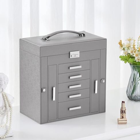 ANWBROAD Large Jewelry Box Women Jewelery Organizer Box Jewelry Holder Organizer Jewelry Storage Case for All Jewelry with Lock Mirror for Necklaces Earrings Rings Bracelets UJJB028W in Kuwait