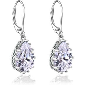 YONVUN Crystal Zircon Drop Dangle Leverback Earrings Plated 18k Gold Teardrop Oval Pear Gemstone Birthstone Jewelry Set Gift for Wife Mom Daughter Girlfriend Her in Kuwait