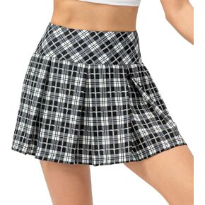 Women's Tennis Skirt Golf Skorts Pleated Athletic Skirts with Shorts Plaid High Waisted Pockets Running Gym Workout