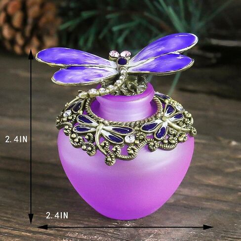 زجاجة عطر زجاجية مزخرفة من YU FENG Dragonfly مرصعة بالجواهر وحامل عطور كريستال فاخر زجاجات عطر فارغة قابلة لإعادة الملء (أحمر، 40 مل) in Kuwait