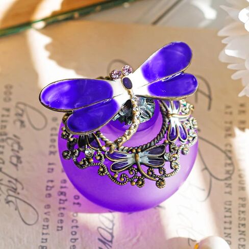 زجاجة عطر زجاجية مزخرفة من YU FENG Dragonfly مرصعة بالجواهر وحامل عطور كريستال فاخر زجاجات عطر فارغة قابلة لإعادة الملء (أحمر، 40 مل) in Kuwait
