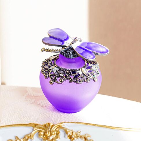 زجاجة عطر زجاجية مزخرفة من YU FENG Dragonfly مرصعة بالجواهر وحامل عطور كريستال فاخر زجاجات عطر فارغة قابلة لإعادة الملء (أحمر، 40 مل) in Kuwait