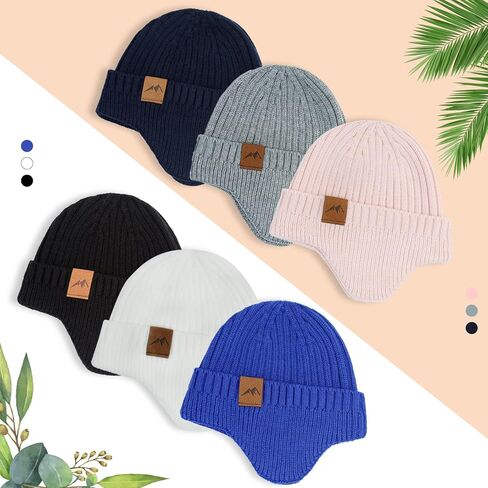 POXIMI Baby Boy Winter Hat Toddler Warm Beanie Girl Knit Hats with Earflap Kid Cute Earmuffs in Kuwait