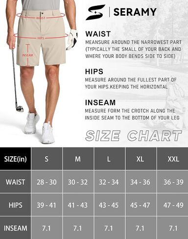 Mens Stretch Golf Shorts with 6 Pockets Quick Dry Lightweight 7 Inch Inseam Classic Fit Dress Flat Front for Hiking Casual in Kuwait
