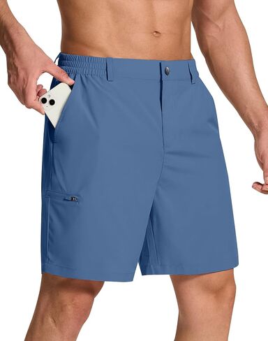 Mens Stretch Golf Shorts with 6 Pockets Quick Dry Lightweight 7 Inch Inseam Classic Fit Dress Flat Front for Hiking Casual in Kuwait