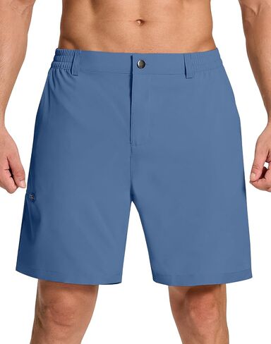 Mens Stretch Golf Shorts with 6 Pockets Quick Dry Lightweight 7 Inch Inseam Classic Fit Dress Flat Front for Hiking Casual in Kuwait