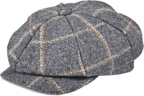 Mens Newsboy Cap High Woolen Tweed Gatsby Hat Ivy Cabbie Flat Golf Cap for Fathers Women Unisex in Kuwait