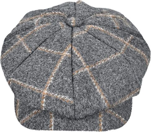 Mens Newsboy Cap High Woolen Tweed Gatsby Hat Ivy Cabbie Flat Golf Cap for Fathers Women Unisex in Kuwait