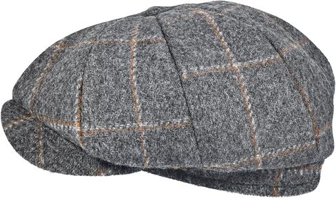 Mens Newsboy Cap High Woolen Tweed Gatsby Hat Ivy Cabbie Flat Golf Cap for Fathers Women Unisex in Kuwait