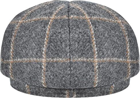 Mens Newsboy Cap High Woolen Tweed Gatsby Hat Ivy Cabbie Flat Golf Cap for Fathers Women Unisex in Kuwait