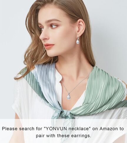 YONVUN Crystal Zircon Drop Dangle Leverback Earrings Plated 18k Gold Teardrop Oval Pear Gemstone Birthstone Jewelry Set Gift for Wife Mom Daughter Girlfriend Her in Kuwait