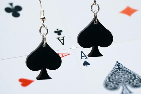 Game Night Earrings For Women Unique Spades Playing Cards Detailing - Hypoallergenic - Dangle Drop - Black in Saudi Arabia