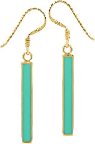 Silvershake Stone Inlay White Gold Plated or 18K Gold Plated 925 Sterling Silver Long Stick Dangle Hook Earrings Jewelry for Women in Kuwait