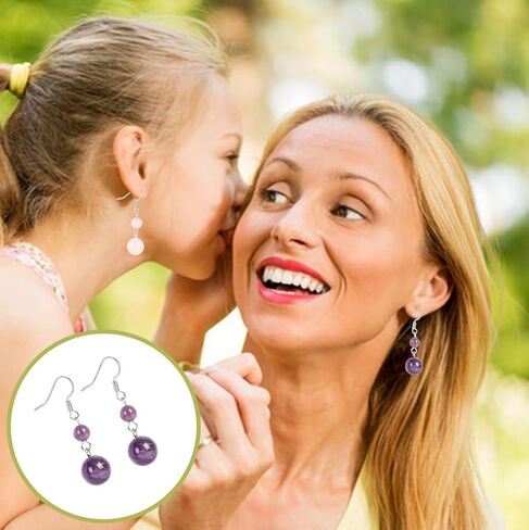 FINZOR 15 Pairs Natural Stone Earrings Dangle Earrings for Women Chakra Healing Crystal Earrings Colorful Beaded Earrings Lightweight Birthday Gifts for Women in Kuwait