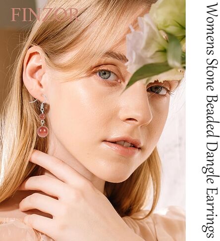 FINZOR 15 Pairs Natural Stone Earrings Dangle Earrings for Women Chakra Healing Crystal Earrings Colorful Beaded Earrings Lightweight Birthday Gifts for Women in Kuwait