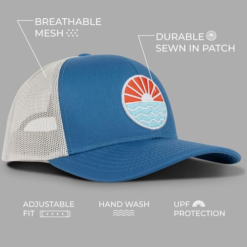 قبعة سائق الشاحنة Tuck Life Mesh Back Sun Wave - أزرق/فضي - إغلاق خلفي - عدد 1 in Kuwait