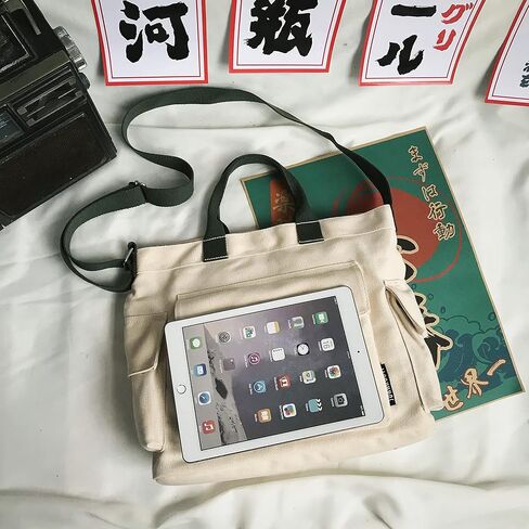 حقيبة يد قماشية من أبومي للنساء، حقيبة كتف كبيرة تمر بالجسم للنساء والرجال مع جيوب متعددة للسفر والعمل in Kuwait