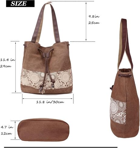 ارسينشيل حقيبة يد قماشية للنساء حقيبة كتف للشاطئ حقيبة يد للعمل والمدرسة والسفر حقيبة تسوق, M in Kuwait