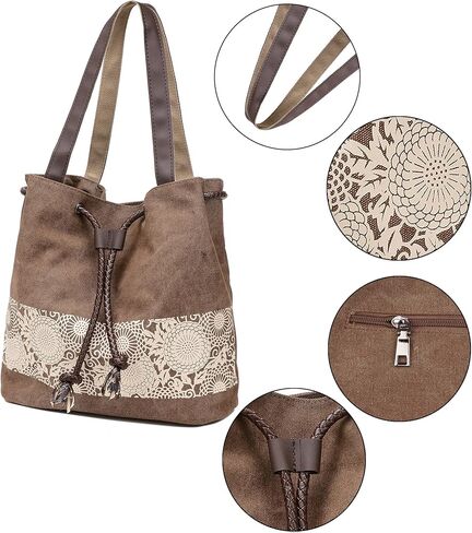 ارسينشيل حقيبة يد قماشية للنساء حقيبة كتف للشاطئ حقيبة يد للعمل والمدرسة والسفر حقيبة تسوق, M in Kuwait