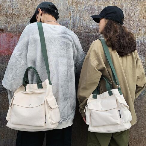 حقيبة يد قماشية من أبومي للنساء، حقيبة كتف كبيرة تمر بالجسم للنساء والرجال مع جيوب متعددة للسفر والعمل in Kuwait