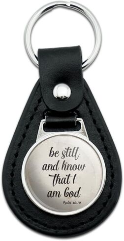 GRAPHICS & MORE Black Leather Be Still and Know that I am God Psalm Inspirational Christian Keychain in Saudi Arabia