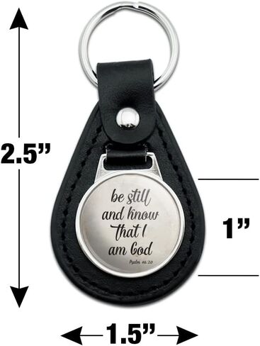 GRAPHICS & MORE Black Leather Be Still and Know that I am God Psalm Inspirational Christian Keychain in Saudi Arabia
